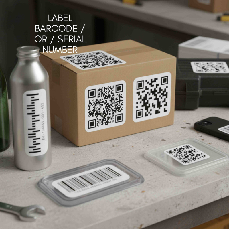 Label barcode / QR / serial number